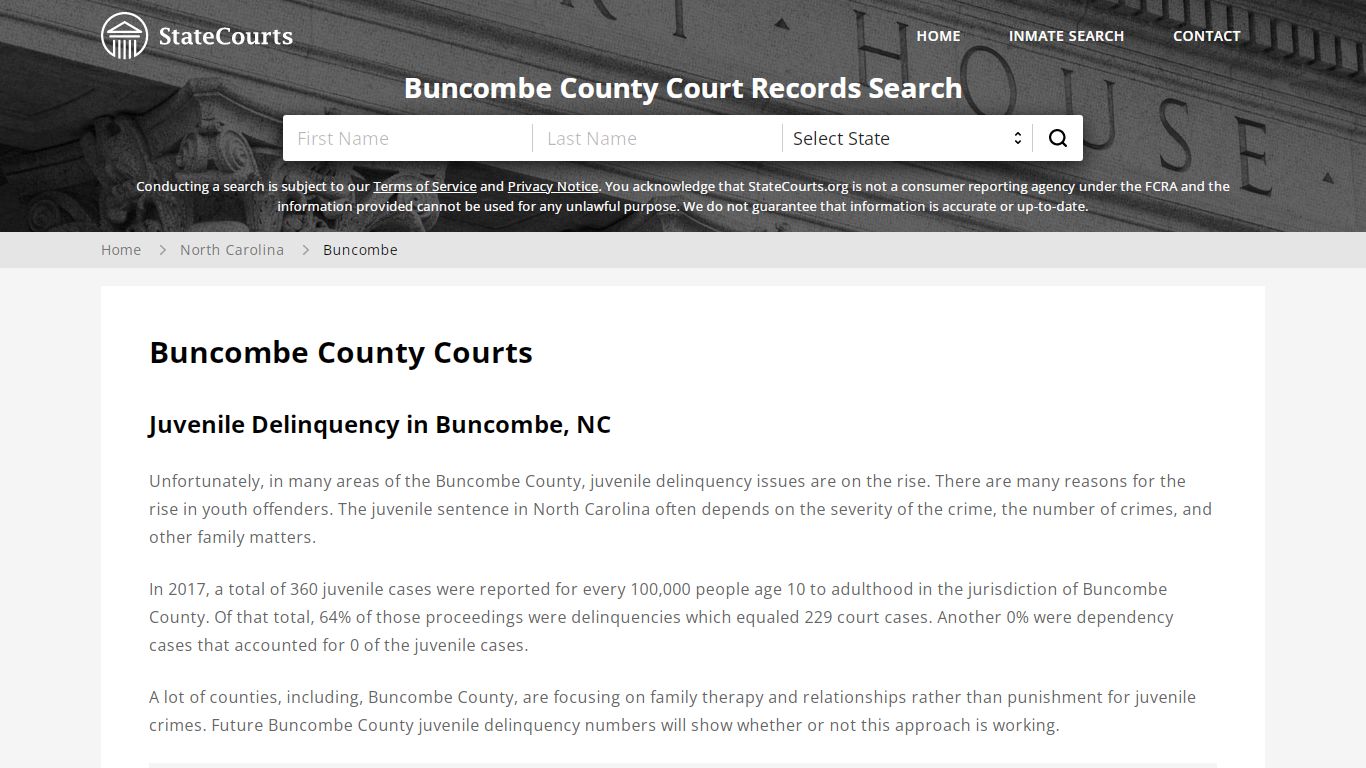 Buncombe County, NC Courts - Records & Cases - StateCourts